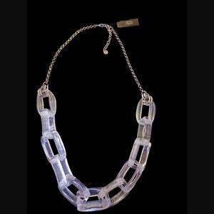 R.j. Graziano Silver Tone Lucite Chunky Chain Link Statement Necklace 36" NWT